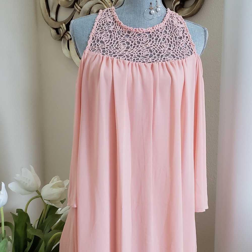 Heart Soul Peach cold shoulder dress